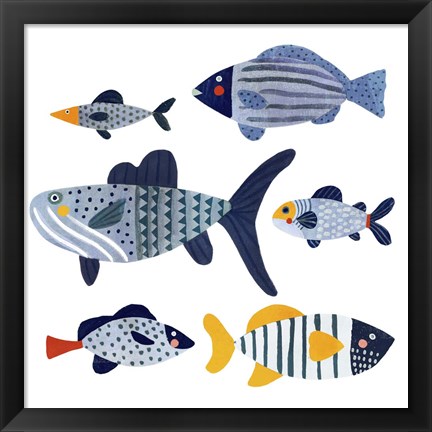 Framed Patterned Fish II Print