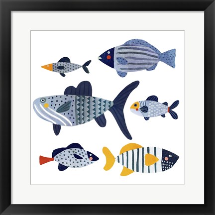 Framed Patterned Fish II Print