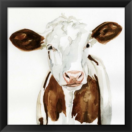 Framed Cow Gaze I Print