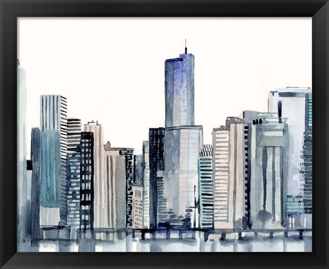 Framed Watercolor Skyline I Print