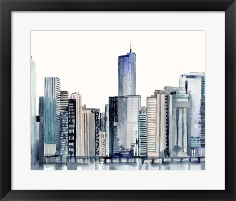 Framed Watercolor Skyline I Print