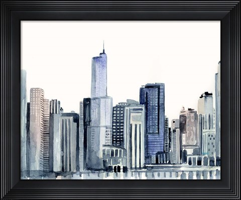Framed Watercolor Skyline II Print