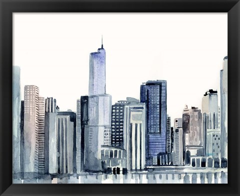 Framed Watercolor Skyline II Print