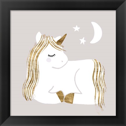 Framed Sleepy Unicorn II Print