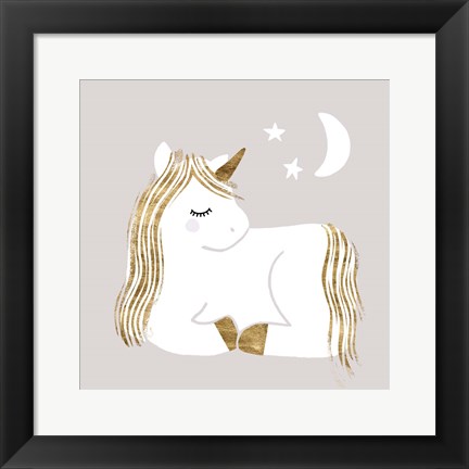 Framed Sleepy Unicorn II Print