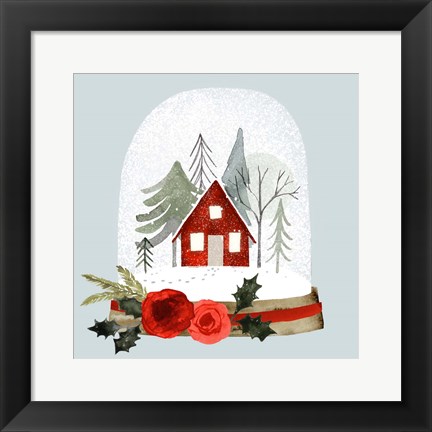 Framed Snow Globe Village I Print