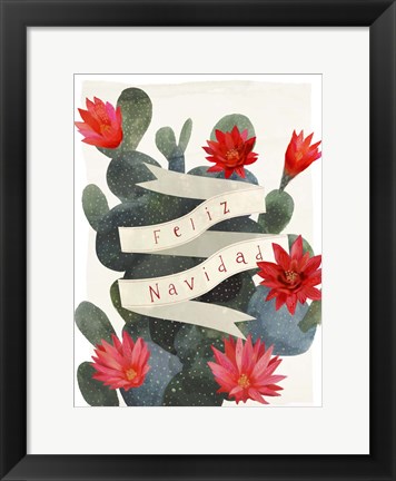 Framed Desert Christmas Cactus I Print