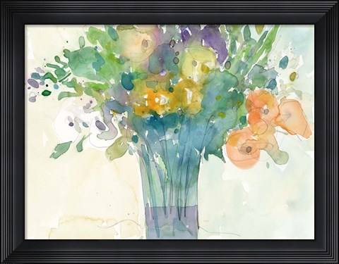 Framed Splash of Teal I Print