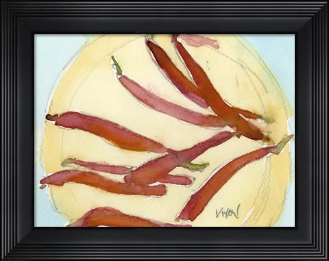 Framed Peppers on a Plate I Print