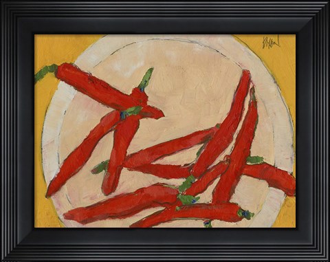 Framed Peppers on a Plate III Print
