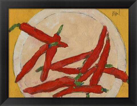 Framed Peppers on a Plate III Print