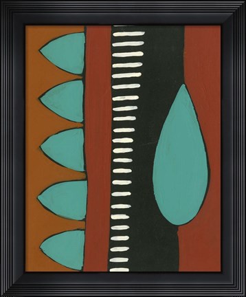Framed Rust &amp; Teal Patterns I Print