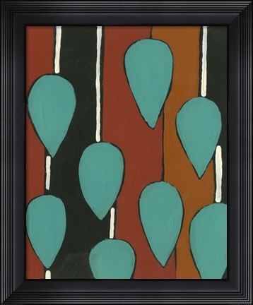 Framed Rust &amp; Teal Patterns V Print