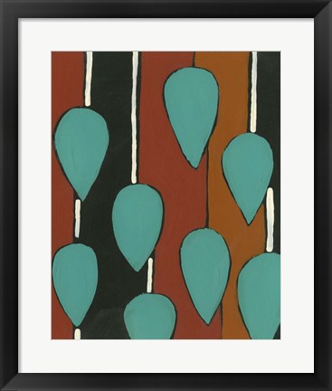 Framed Rust &amp; Teal Patterns V Print