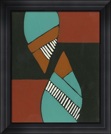 Framed Rust &amp; Teal Patterns VIII Print