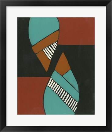 Framed Rust &amp; Teal Patterns VIII Print