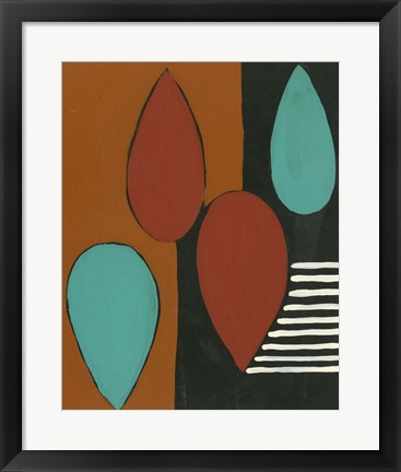 Framed Rust &amp; Teal Patterns IX Print