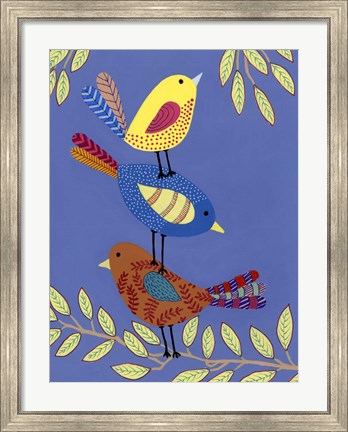 Framed Patterned Feathers I Print
