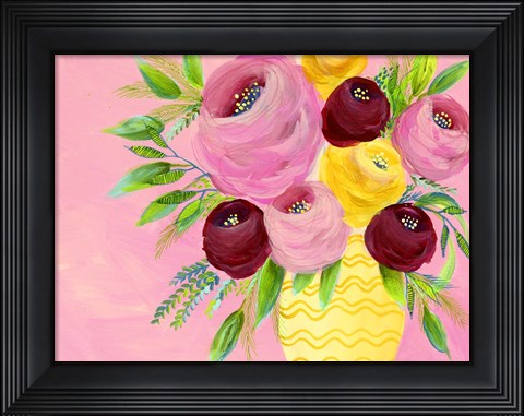 Framed Pink Garden Flowers II Print