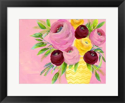 Framed Pink Garden Flowers II Print