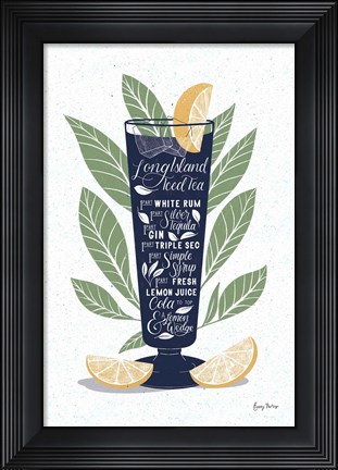 Framed Fruity Cocktails II Navy Print