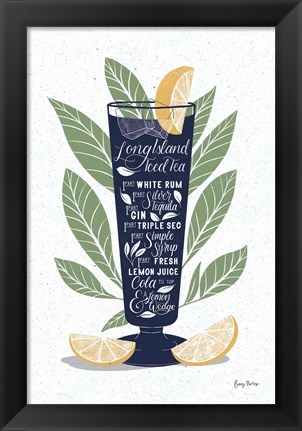 Framed Fruity Cocktails II Navy Print