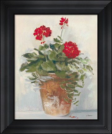 Framed Potted Geraniums II Light Print