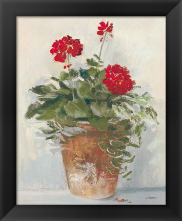 Framed Potted Geraniums II Light Print