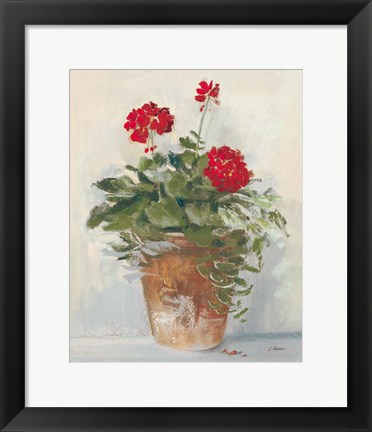 Framed Potted Geraniums II Light Print