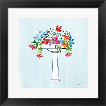 Framed Floral Bathroom II Light Blue Print