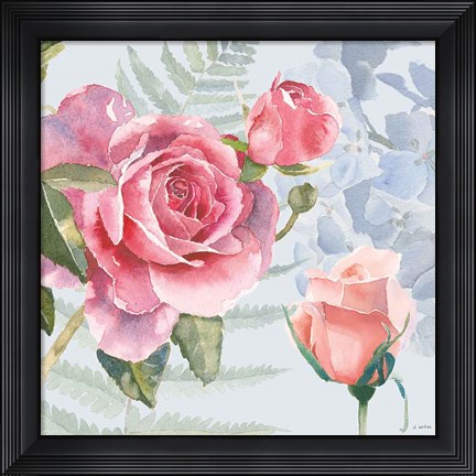 Framed Boho Bouquet V Blue Print