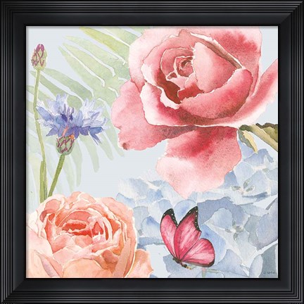 Framed Boho Bouquet IV Blue Print