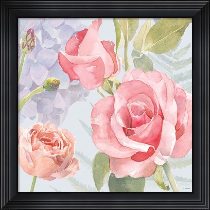 Framed Boho Bouquet III Blue Print
