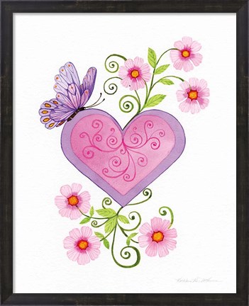 Framed Hearts and Flowers IV Print