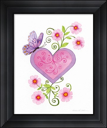 Framed Hearts and Flowers IV Print