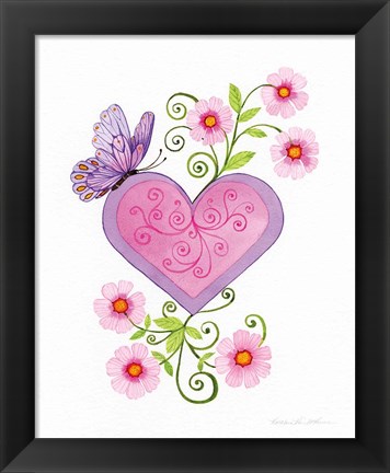 Framed Hearts and Flowers IV Print