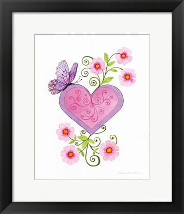 Framed Hearts and Flowers IV Print