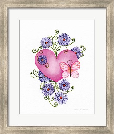 Framed Hearts and Flowers III Print