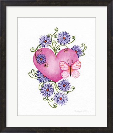 Framed Hearts and Flowers III Print