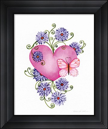 Framed Hearts and Flowers III Print