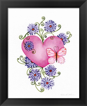 Framed Hearts and Flowers III Print