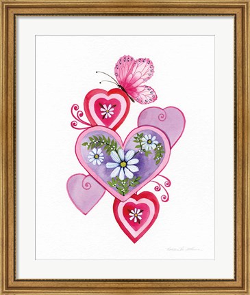 Framed Hearts and Flowers II Print