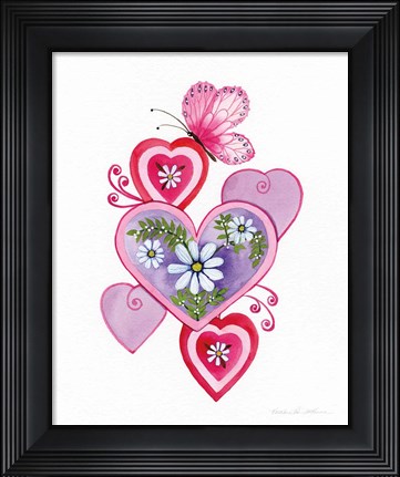 Framed Hearts and Flowers II Print