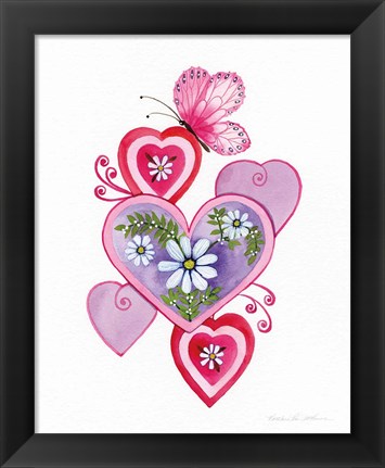 Framed Hearts and Flowers II Print