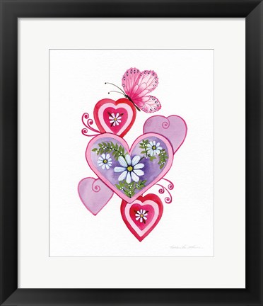 Framed Hearts and Flowers II Print