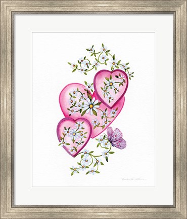 Framed Hearts and Flowers I Print