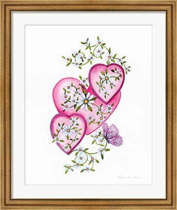 Framed Hearts and Flowers I Print