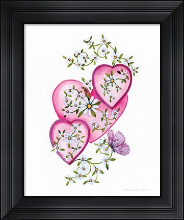 Framed Hearts and Flowers I Print