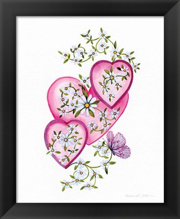 Framed Hearts and Flowers I Print