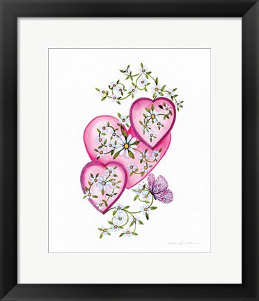 Framed Hearts and Flowers I Print